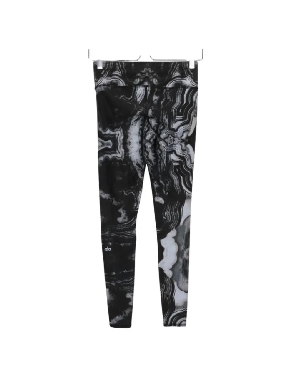 ALO Womens Small Black Gray Marble Swirl Kaleidoscope Leggings Athletic 3158